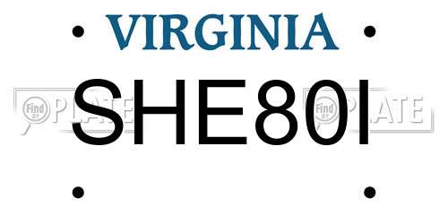 SHE80I Virginia License Plate