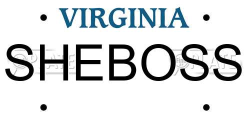 SHEBOSS Virginia License Plate