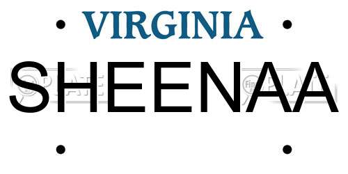 SHEENAA Virginia License Plate