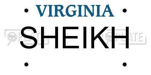 SHEIKH Virginia License Plate
