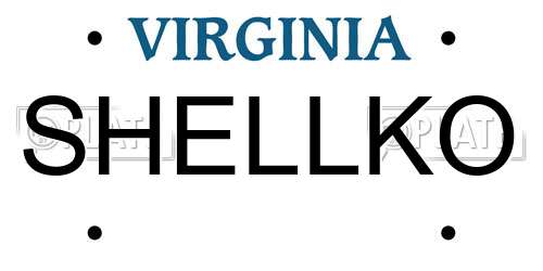 SHELLKO Virginia License Plate