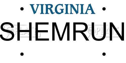 SHEMRUN Virginia License Plate