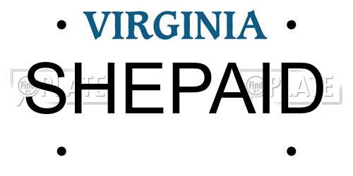 SHEPAID Virginia License Plate