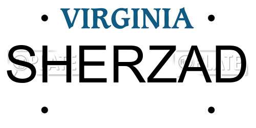 SHERZAD Virginia License Plate