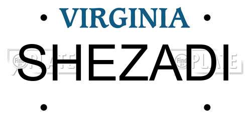 SHEZADI Virginia License Plate