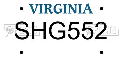 SHG552 Virginia License Plate