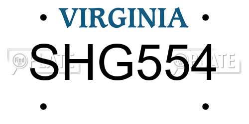 SHG554 Virginia License Plate