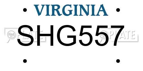 SHG557 Virginia License Plate