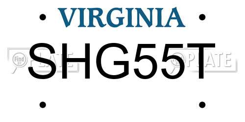 SHG55T Virginia License Plate