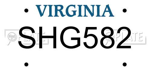 SHG582 Virginia License Plate