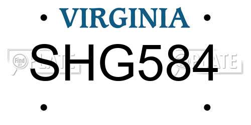 SHG584 Virginia License Plate
