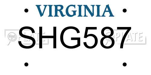 SHG587 Virginia License Plate