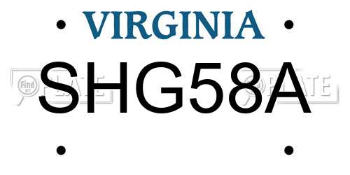 SHG58A Virginia License Plate