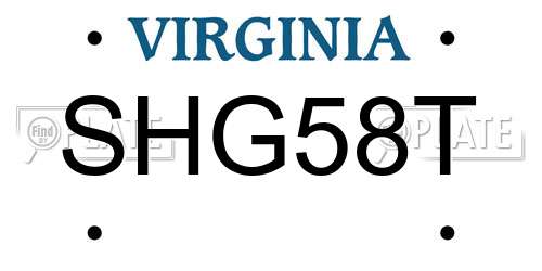 SHG58T Virginia License Plate