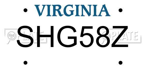 SHG58Z Virginia License Plate