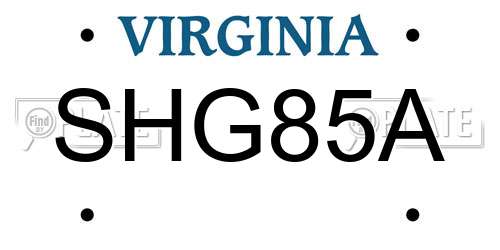 SHG85A Virginia License Plate