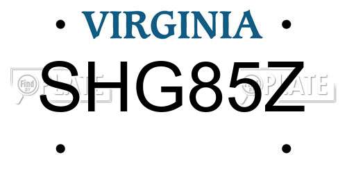 SHG85Z Virginia License Plate