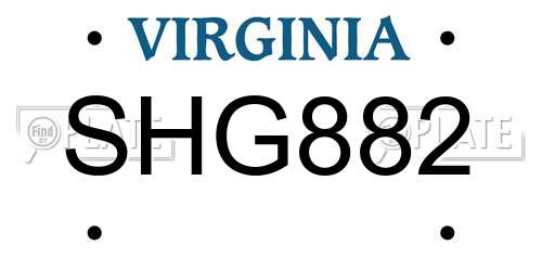SHG882 Virginia License Plate
