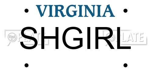 SHGIRL Virginia License Plate