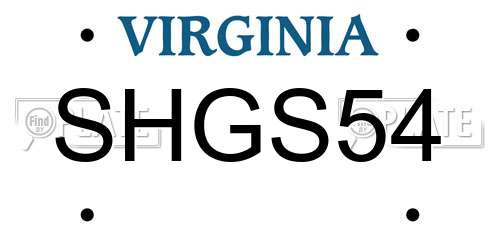SHGS54 Virginia License Plate