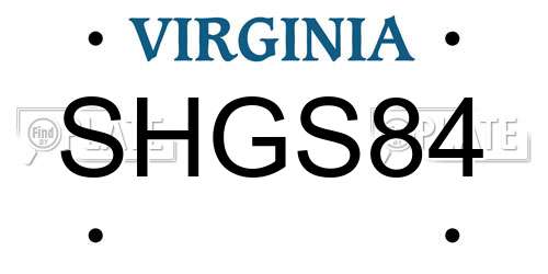 SHGS84 Virginia License Plate