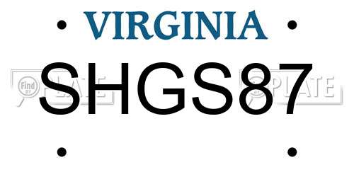 SHGS87 Virginia License Plate