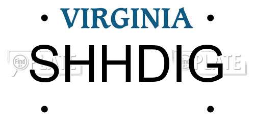 SHHDIG Virginia License Plate