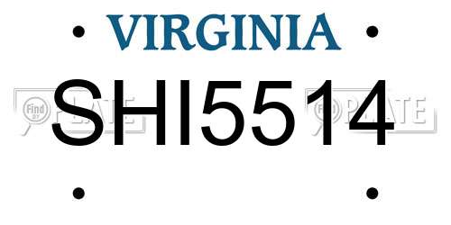 SHI5514 Virginia License Plate