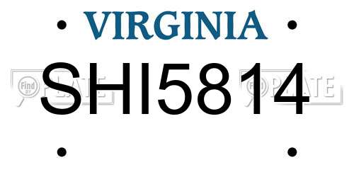 SHI5814 Virginia License Plate
