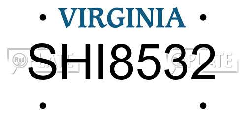 SHI8532 Virginia License Plate