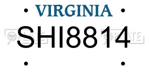 SHI8814 Virginia License Plate