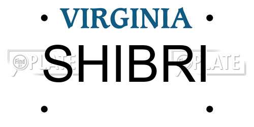 SHIBRI Virginia License Plate