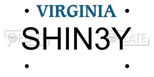 SHIN3Y Virginia License Plate