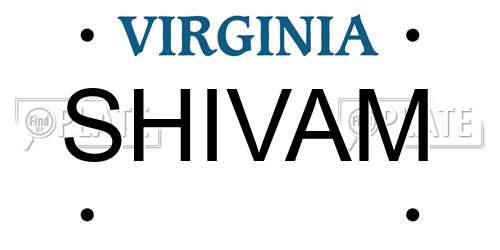 SHIVAM Virginia License Plate