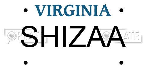 SHIZAA Virginia License Plate