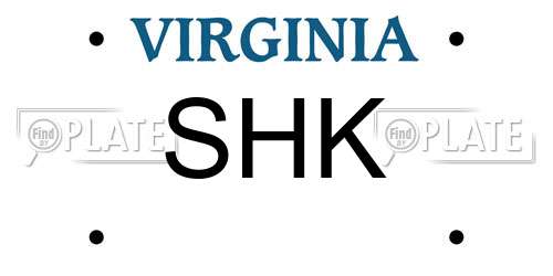 SHK Virginia License Plate