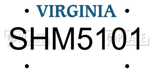 SHM5101 Virginia License Plate