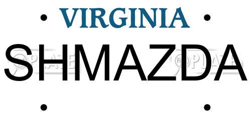 SHMAZDA Virginia License Plate