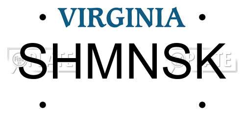 SHMNSK Virginia License Plate