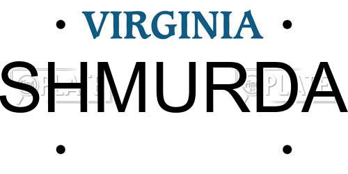 SHMURDA Virginia License Plate