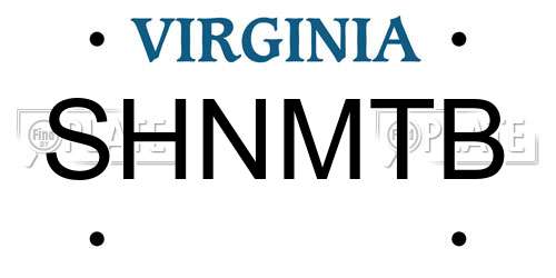 SHNMTB Virginia License Plate