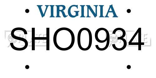SHO0934 Virginia License Plate