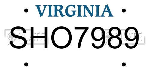 SHO7989 Virginia License Plate