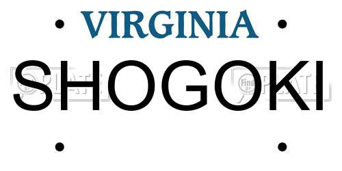 SHOGOKI Virginia License Plate