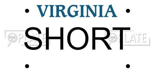 SHORT Virginia License Plate