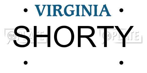 SHORTY Virginia License Plate