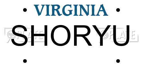 SHORYU Virginia License Plate