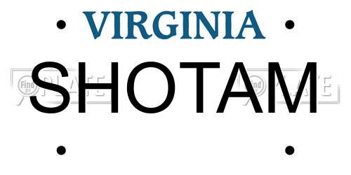 SHOTAM Virginia License Plate