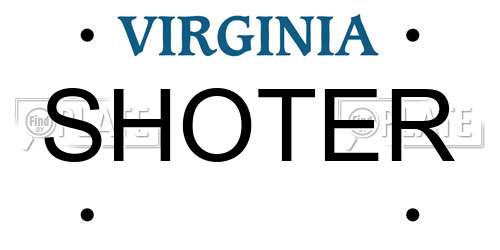 SHOTER Virginia License Plate