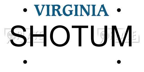 SHOTUM Virginia License Plate